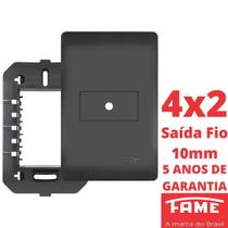 Placa 4X2 Saída Fio 10mm Com Suporte Habitat Black FAME