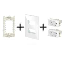 Placa 4x2 Tomada Dupla 4x2 20a + Suporte Margirius Sleek Placa 4x2 Tomada Dupla 4x2 20a + Suporte Margirius Sleek