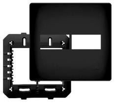 Placa 4x4 2 modulos horizontais com suporte/preta
