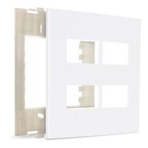 Placa 4x4 4 Postos Separados com Suporte Branco Sleek