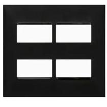 Placa 4x4 4 Postos Separados Pial Plus+ Legrand Preto 618514PT Placa 4x4 4 Postos Separados Pial Plus+ Legrand Preto 618514PT