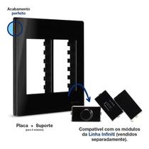 Placa 4x4 6 postos c/ suporte ebony clean margirius