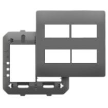 Placa 4x4 com Suporte 4 Módulos Habitat Onix Chumbo Fame Placa 4x4 com Suporte 4 Módulos Habitat Onix Chumbo Fame