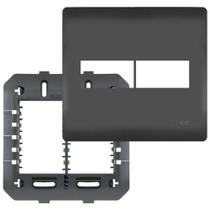 Placa 4x4 Com Suporte E 2 Módulos Habitat Black - 4078 - Fame Placa 4x4 Com Suporte E 2 Módulos Habitat Black - 4078 - Fame