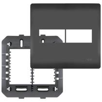 Placa 4x4 com Suporte e 2 Módulos Habitat Black - 4078 - FAME Placa 4x4 com Suporte e 2 Módulos Habitat Black - 4078 - FAME