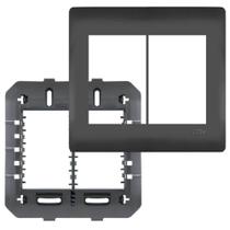 Placa 4x4 Com Suporte E 6 Módulos Habitat Black - 4080 - Fame Placa 4x4 Com Suporte E 6 Módulos Habitat Black - 4080 - Fame