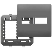Placa 4x4 Com Suporte Para 2 Módulos Habitat Onix - 06445740 - Fame Placa 4x4 Com Suporte Para 2 Módulos Habitat Onix - 06445740 - Fame