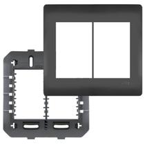 Placa 4x4 Com Suporte Para 6 Módulos Habitat Black Preto Fame