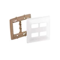 Placa 4X4 P/ 4 Módulos Branco Zeffia Com Suporte Pial 680175 Placa 4X4 P/ 4 Módulos Branco Zeffia Com Suporte Pial 680175