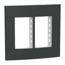 Placa 6 mód 4x4+ Suporte Grafite Fosco Lunare Up Schneider