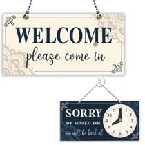 Placa aberta e fechada PLIGREAT Welcome com relógio para negócios Placa aberta e fechada PLIGREAT Welcome com relógio para negócios