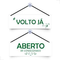 Placa Aberto Ar Condicionado e Volto Já C/ Ventosa e Cordinha 30x10cm