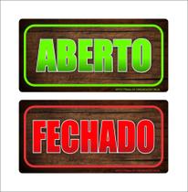 Placa aberto fechado 20x10cm
