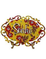 Placa Aconchego Sonhe amarela