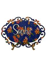 Placa Aconchego Sonhe azul escuro