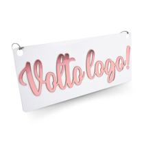 Placa Acrílica Aviso Volto Logo Ventosa Porta Loja Branco