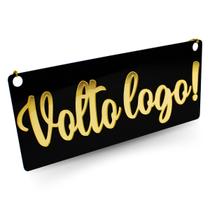 Placa Acrílica Aviso Volto Logo Ventosa Porta Loja Preto