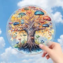 Placa Acrilica Decorativa Arvore de vida com cogumelos, pendurado janela decoração