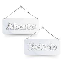 Placa Acrílica Frente Verso Aberto Fechado Ventosa Branco Placa Acrílica Frente Verso Aberto Fechado Ventosa Branco
