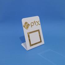 Placa Acrílica QRCode para Pagamento Pix Branco com Dourado