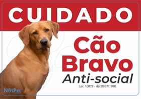 Placa Advertência Cuidado Cão Bravo Raças 30cm X 21cm X 3mm Placa Advertência Cuidado Cão Bravo Raças 30cm X 21cm X 3mm