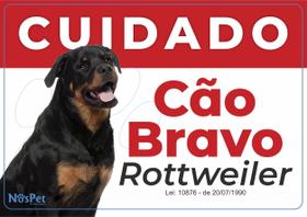 Placa Advertência Cuidado Cão Bravo Raças 30cm X 21cm X 3mm Placa Advertência Cuidado Cão Bravo Raças 30cm X 21cm X 3mm