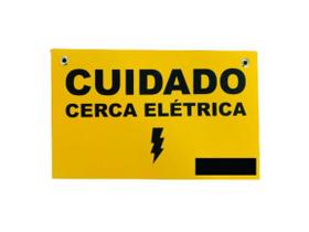 Placa advertência cuidado cerca elétrica Placa advertência cuidado cerca elétrica
