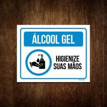 Placa - Álcool Gel, Higienize Suas Mãos, Prevenção (27X35)