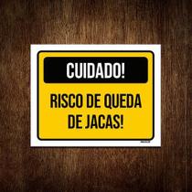 Placa Amarela - Cuidado Risco Queda De Jacas 18X23