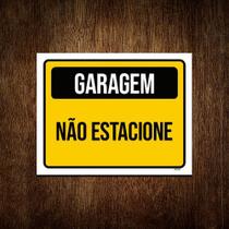 Placa Amarela Preta Garagem Não Estacione 27x35