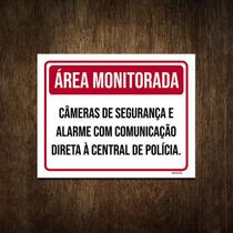 Placa Área Monitorada Câmeras De Segurança E Alarme 18X23