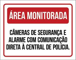 Placa Área Monitorada Câmeras De Segurança E Alarme 27X35