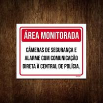 Placa Área Monitorada Câmeras De Segurança E Alarme 36X46 - Sinalizo