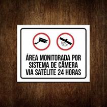 Placa Área Monitorada Sistema Segurança Satélite 24h (27x35)