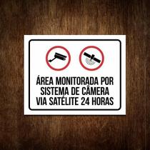 Placa Área Monitorada Sistema Segurança Satélite 24H (36X46)