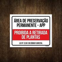 Placa Área Preservação Permanente Retirada De Plantas 18X23