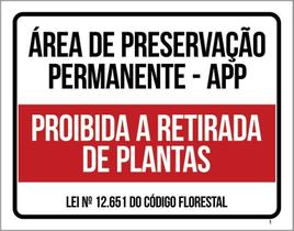 Placa Área Preservação Permanente Retirada De Plantas 36X46