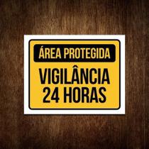 Placa Área Protegida 24 Horas Segurança Condomínio 36X46