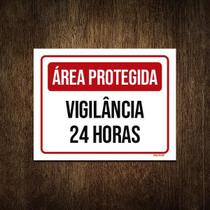 Placa Área Protegida Vigilância 24 Horas 18X23