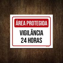 Placa Área Protegida Vigilância 24 Horas 36X46 Placa Área Protegida Vigilância 24 Horas 36X46