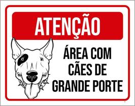 Placa Atenção Área Cães Grande Porte Pitbull 18X23