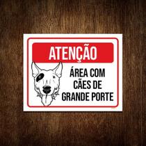 Placa Atenção Área Cães Grande Porte Pitbull 27x35