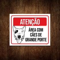 Placa Atenção Área Cães Grande Porte Pitbull 36X46 - Sinalizo.Com
