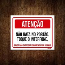 Placa Atenção Bata Portão Toque Interfone 18X23 Placa Atenção Bata Portão Toque Interfone 18X23