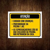 Placa Atenção Cuidado Crianças Espreguiçadeiras 27X35