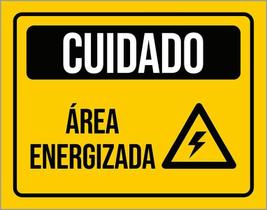 Placa Atenção Cuidado Eletricidade Área Energizada 27X35