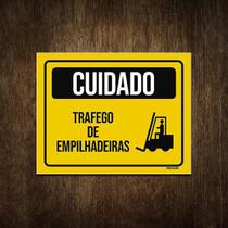 Placa Atenção Cuidado Trafego De Empilhadeiras 18X23