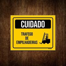 Placa Atenção Cuidado Trafego De Empilhadeiras 27x35