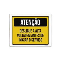Placa Atenção Desligue Alta Voltagem Antes Serviço 18X23