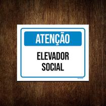 Placa Atenção Elevador Social 18x23